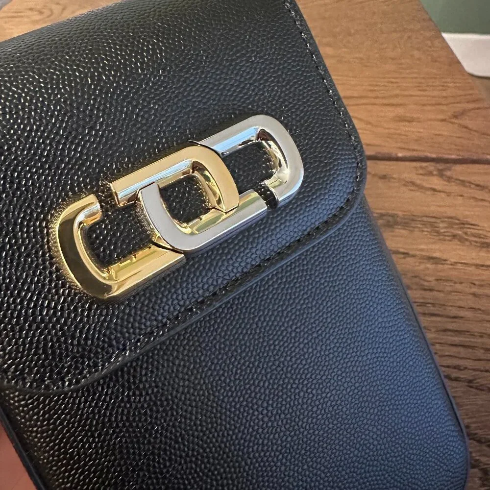 NWT! NEW! Marc Jacobs The Double J Link Phone Crossbody -Women Black